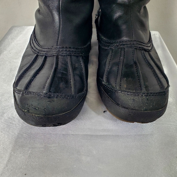 UGG Black Belcloud Waterproof Leather Lace Up Plush Lined Boots Size 8 - Picture 5 of 15